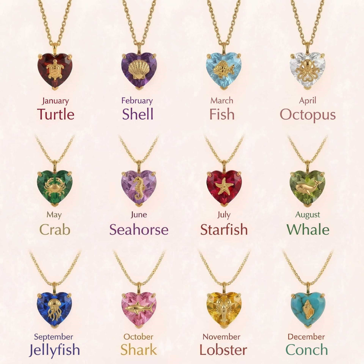 Ocean-style 12-zodiac Birthstone Necklace Light Luxury And Versatile - RALO COLLECTION STUDIO
