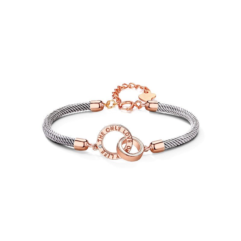 Original design double circle couple hand rope s925 silver bracelet braided rope for men and women a pair of Valentines day gifts - RALO COLLECTION STUDIO