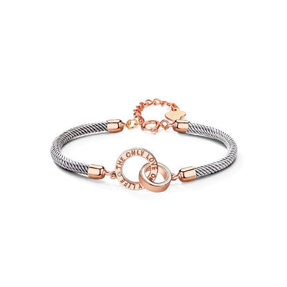 Original design double circle couple hand rope s925 silver bracelet braided rope for men and women a pair of Valentines day gifts - RALO COLLECTION STUDIO