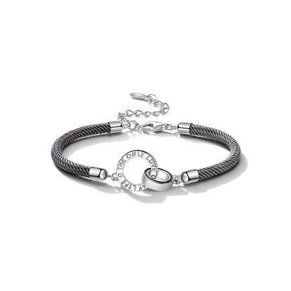 Original design double circle couple hand rope s925 silver bracelet braided rope for men and women a pair of Valentines day gifts - RALO COLLECTION STUDIO