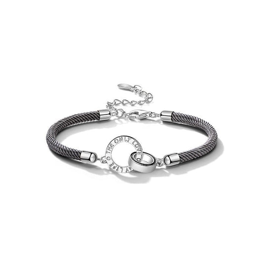 Original design double circle couple hand rope s925 silver bracelet braided rope for men and women a pair of Valentines day gifts - RALO COLLECTION STUDIO