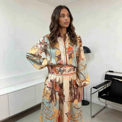 Painted Resort-style Shirt And Skirt Set For Women - RALO COLLECTION STUDIO