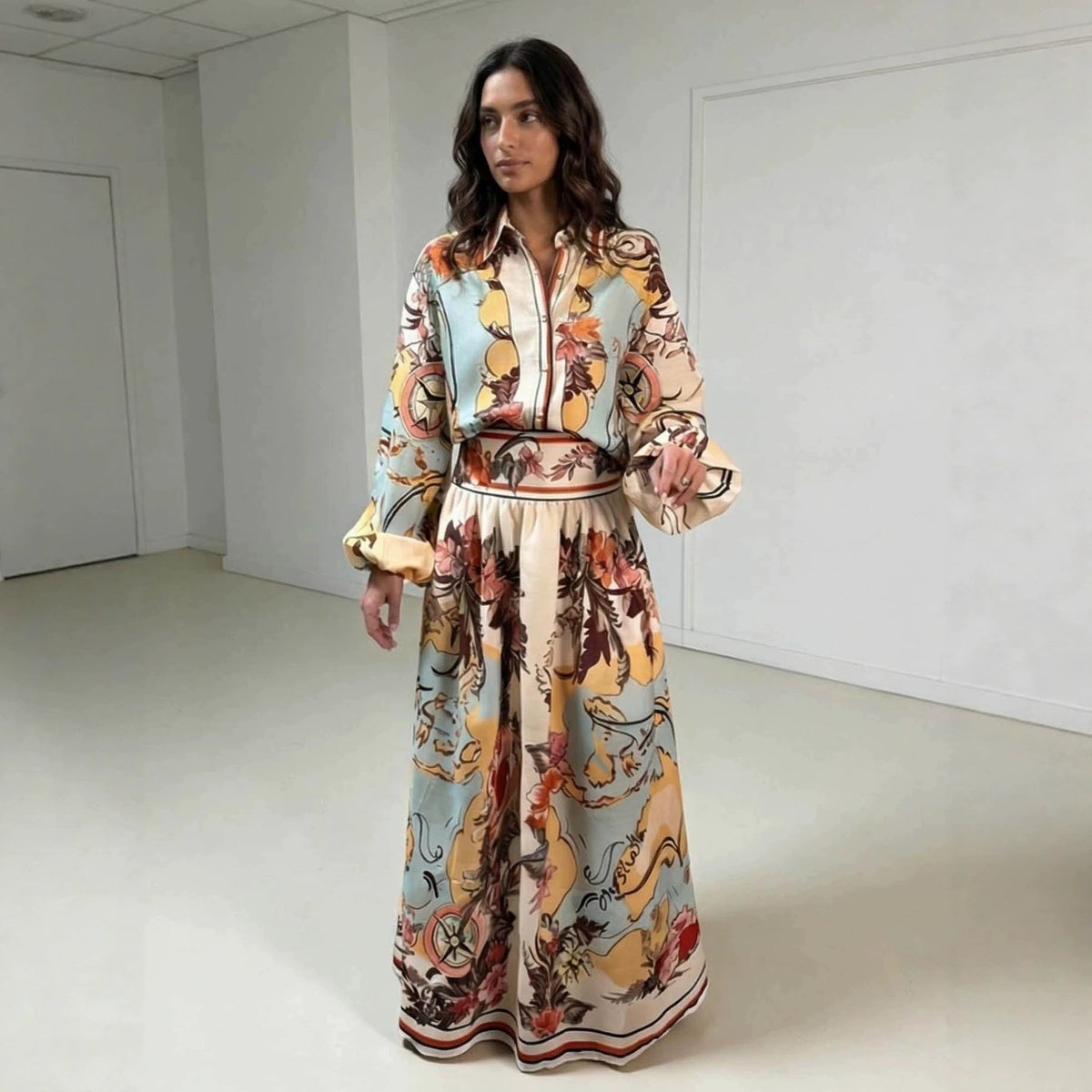 Painted Resort-style Shirt And Skirt Set For Women - RALO COLLECTION STUDIO