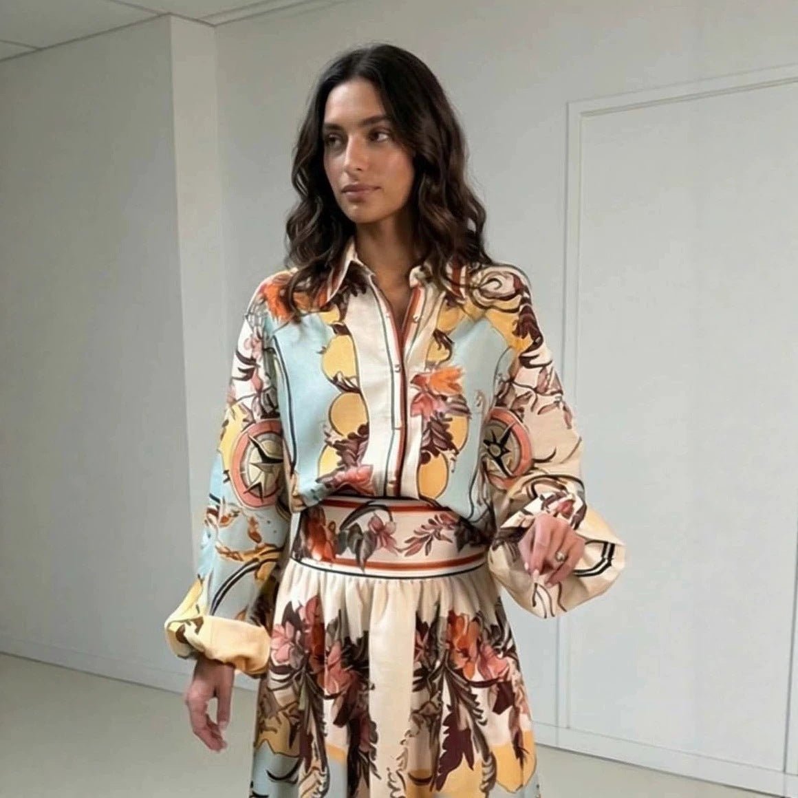 Painted Resort-style Shirt And Skirt Set For Women - RALO COLLECTION STUDIO