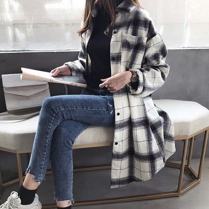 Plaid shirt female casual shirt coat - RALO COLLECTION STUDIO