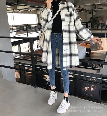 Plaid shirt female casual shirt coat - RALO COLLECTION STUDIO