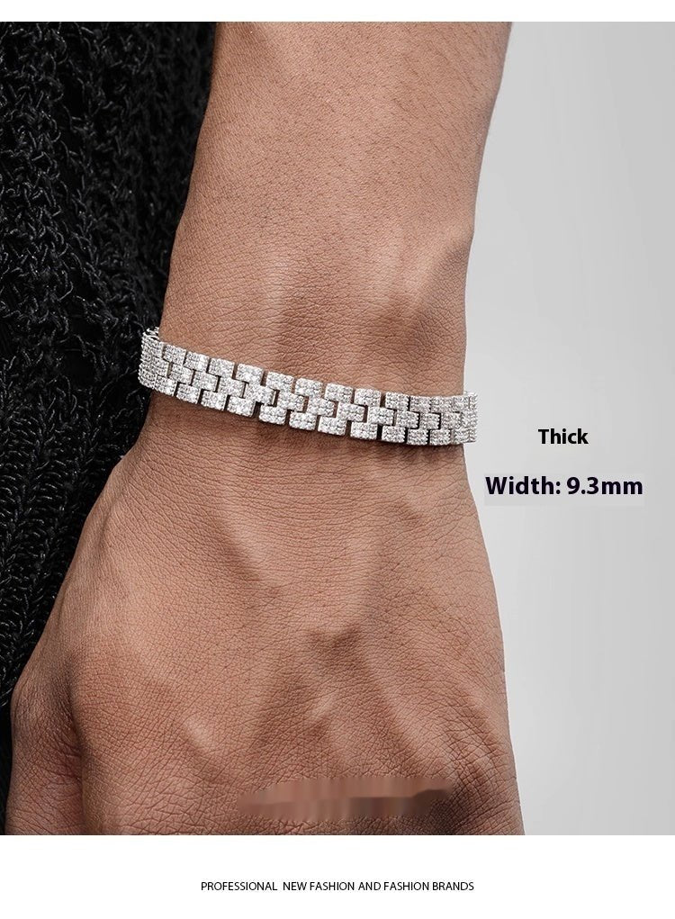 Platinum-plated Diamond Tennis Chain Bracelet For Men - RALO COLLECTION STUDIO