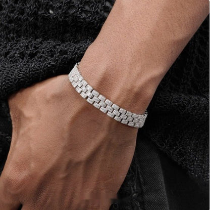 Platinum-plated Diamond Tennis Chain Bracelet For Men - RALO COLLECTION STUDIO