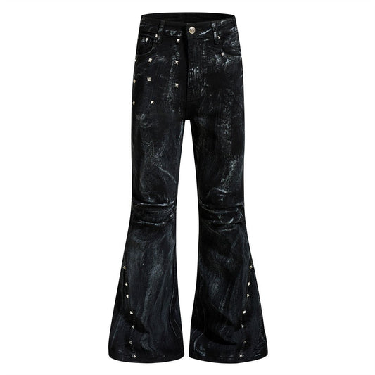 Post-apocalyptic Graffiti Splatter Flare Jeans For Men - RALO COLLECTION STUDIO