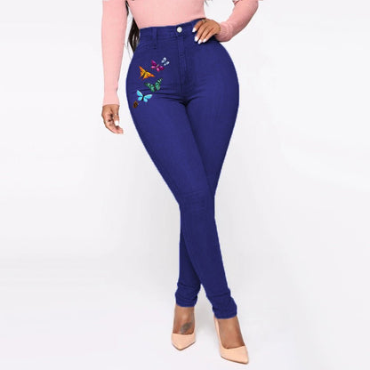 Printed Butterfly Jeans Women's European And American Style Trousers High Waist - RALO COLLECTION STUDIO