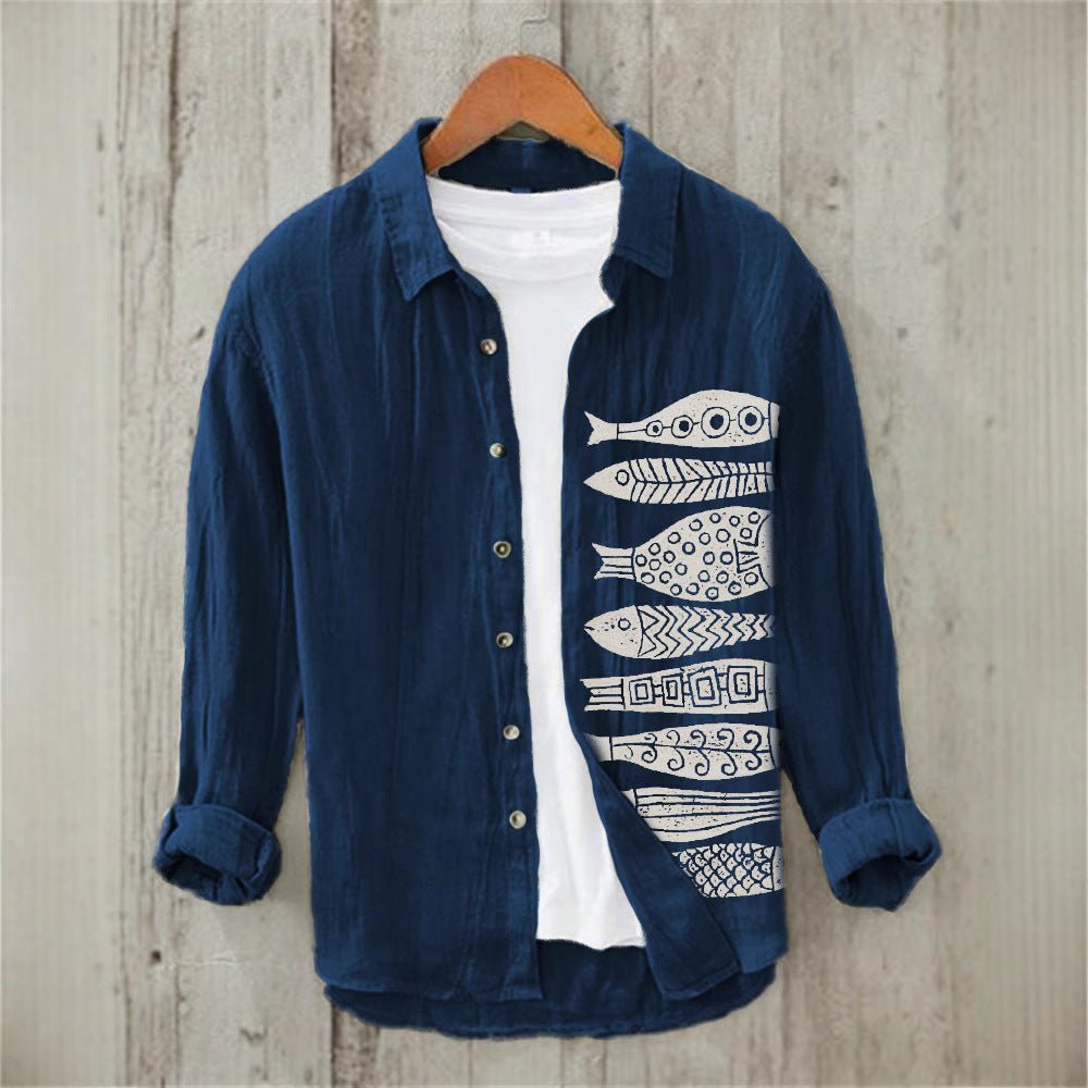 Printed Mens Retro Casual Long-Sleeve Shirt - RALO COLLECTION STUDIO