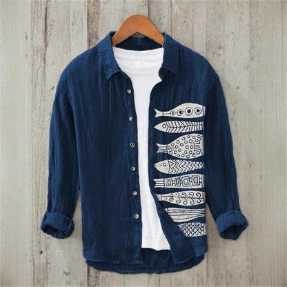 Printed Mens Retro Casual Long-Sleeve Shirt - RALO COLLECTION STUDIO