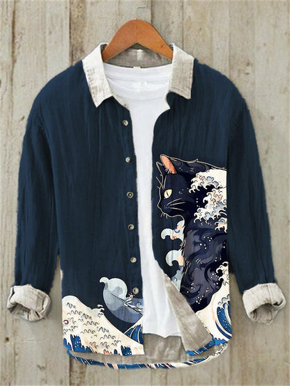 Printed Mens Retro Casual Long-Sleeve Shirt - RALO COLLECTION STUDIO