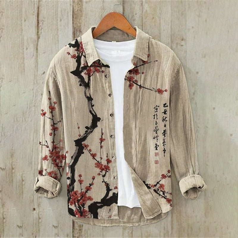 Printed Mens Retro Casual Long-Sleeve Shirt - RALO COLLECTION STUDIO