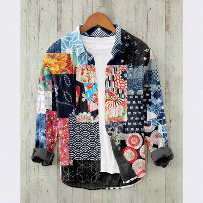 Printed Mens Retro Casual Long-Sleeve Shirt - RALO COLLECTION STUDIO