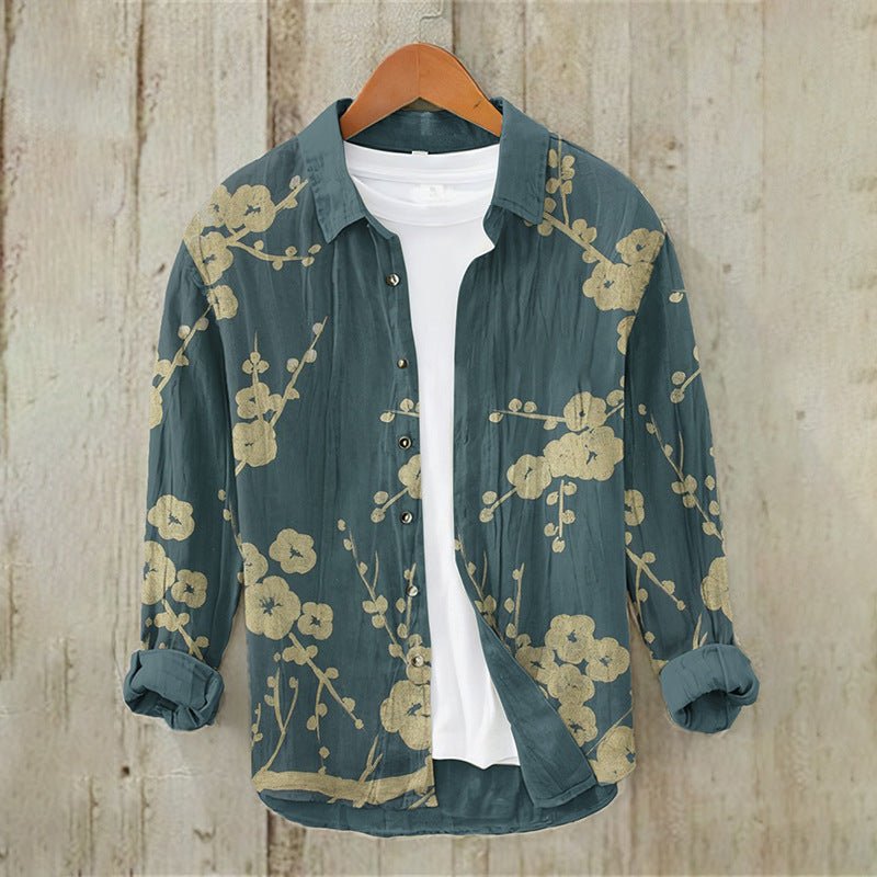 Printed Mens Retro Casual Long-Sleeve Shirt - RALO COLLECTION STUDIO