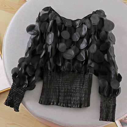 Puff Sleeve See-through Mesh Chiffon Shirt - RALO COLLECTION STUDIO