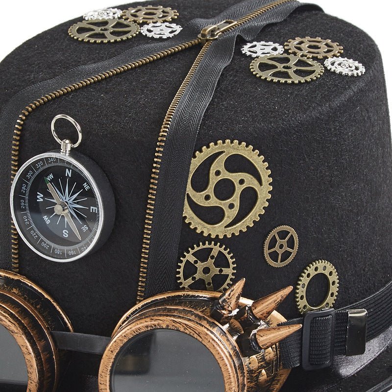 Punk Style Retro Compass Zipper Gear Glasses Magic Hat - RALO COLLECTION STUDIO