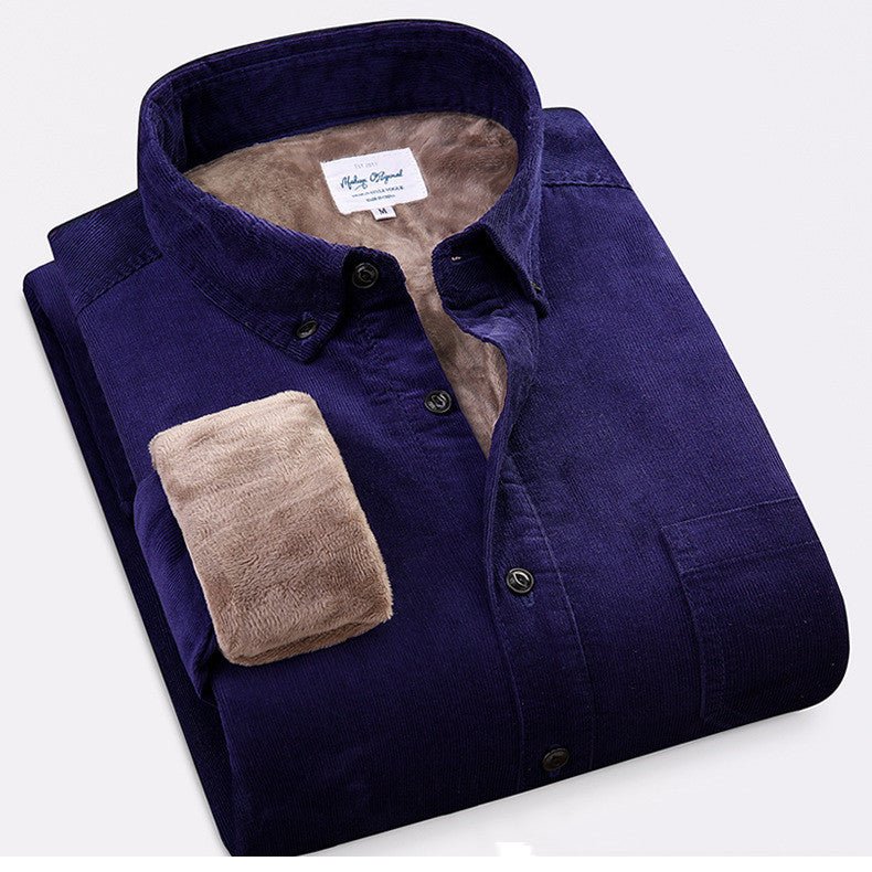 Pure Color Cotton Corduroy Warm Shirt Long Sleeve Men - RALO COLLECTION STUDIO