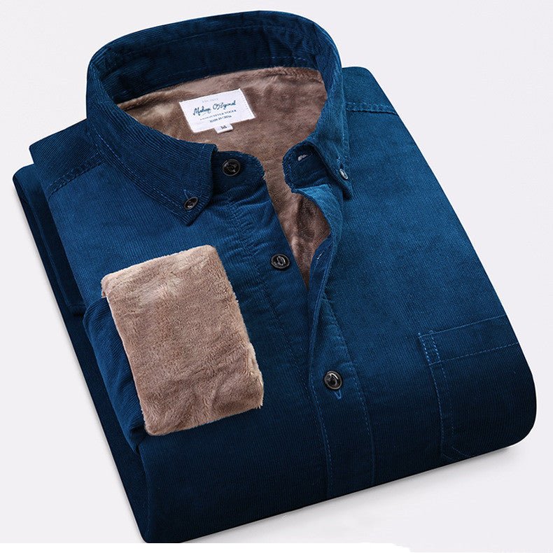 Pure Color Cotton Corduroy Warm Shirt Long Sleeve Men - RALO COLLECTION STUDIO
