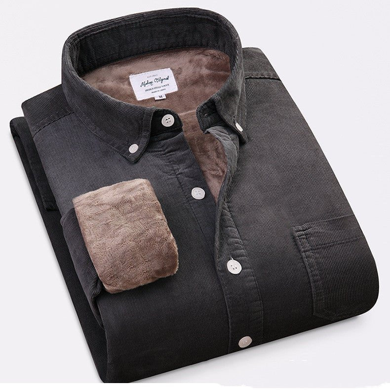 Pure Color Cotton Corduroy Warm Shirt Long Sleeve Men - RALO COLLECTION STUDIO