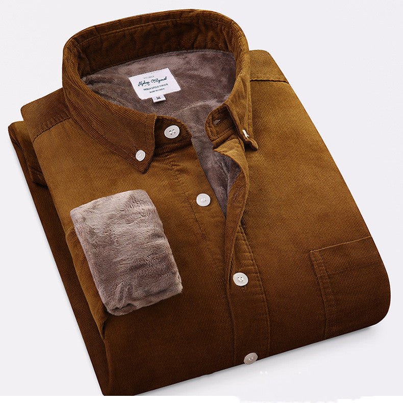 Pure Color Cotton Corduroy Warm Shirt Long Sleeve Men - RALO COLLECTION STUDIO
