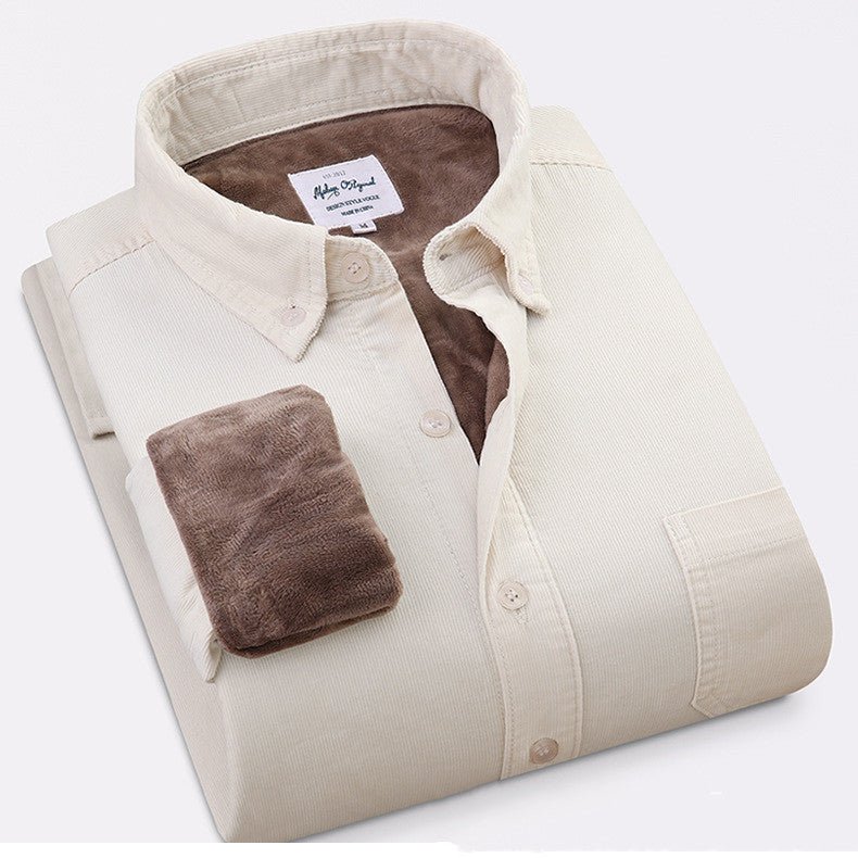 Pure Color Cotton Corduroy Warm Shirt Long Sleeve Men - RALO COLLECTION STUDIO