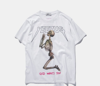 Pure cotton skull religious men and women T-shirt - RALO COLLECTION STUDIO