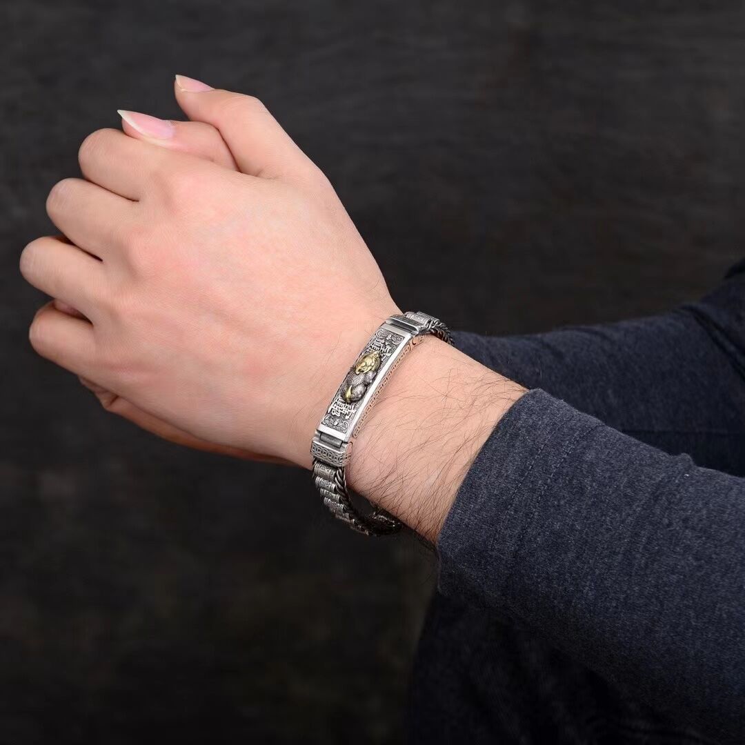 Pure Silver Money Bracelet Retro Tai Silver Popular Men - RALO COLLECTION STUDIO