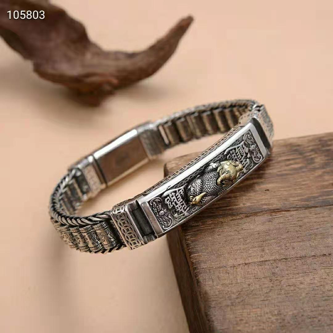Pure Silver Money Bracelet Retro Tai Silver Popular Men - RALO COLLECTION STUDIO