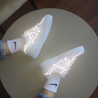 Reflective White Shoes For Men And Women Sneaker - RALO COLLECTION STUDIO