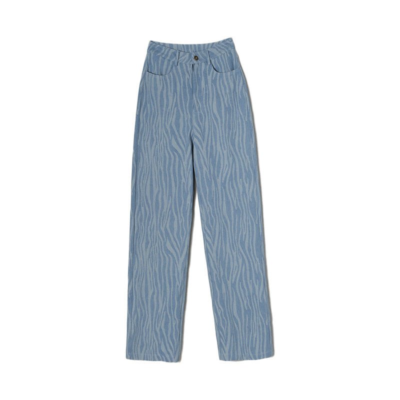 Retro Distressed Tie-dye Dark Blue Jeans High Waist Slim Slimming - RALO COLLECTION STUDIO