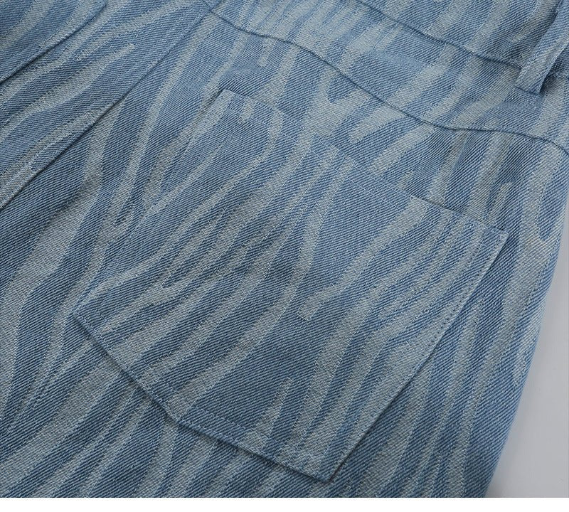 Retro Distressed Tie-dye Dark Blue Jeans High Waist Slim Slimming - RALO COLLECTION STUDIO