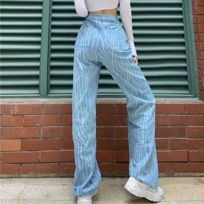 Retro Distressed Tie-dye Dark Blue Jeans High Waist Slim Slimming - RALO COLLECTION STUDIO