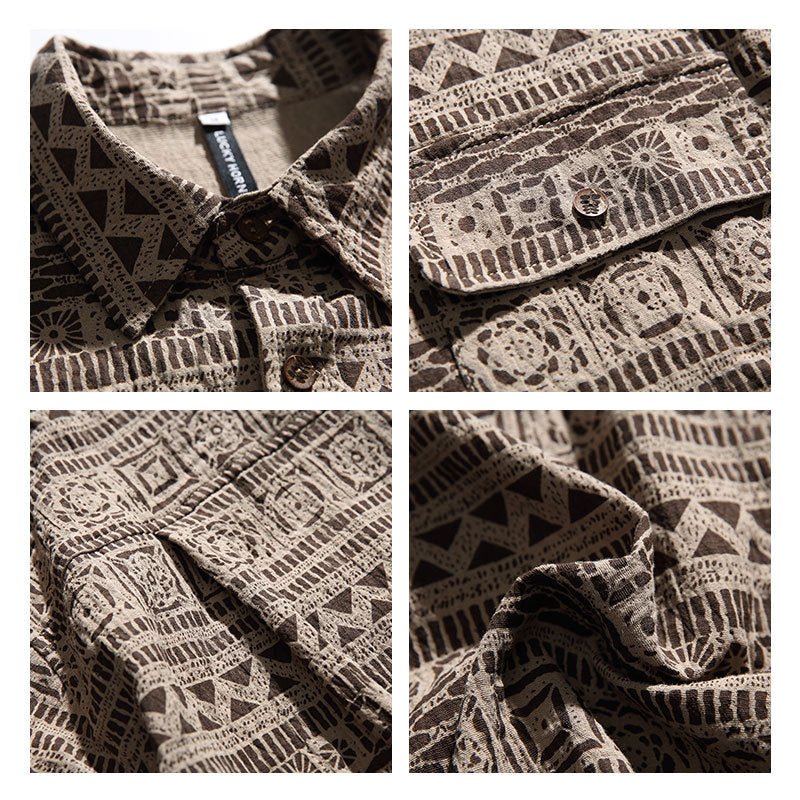Retro Ethnic Style Short Sleeve Shirt For Men - RALO COLLECTION STUDIO