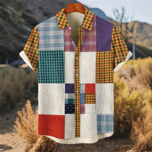 Retro Ethnic Tribal Short-Sleeve Shirt For Men - RALO COLLECTION STUDIO