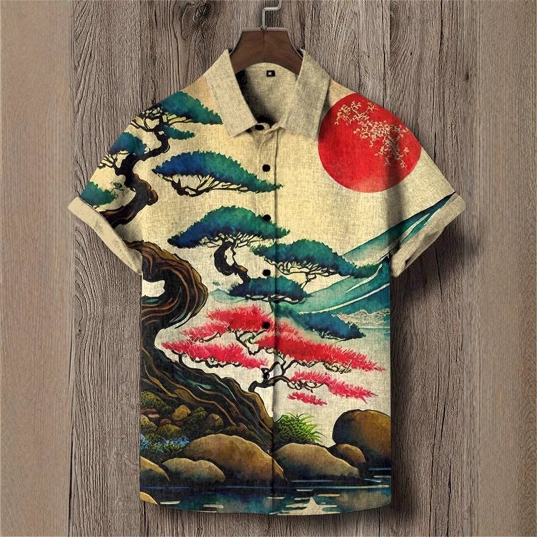 Retro Ethnic Tribal Short-Sleeve Shirt For Men - RALO COLLECTION STUDIO