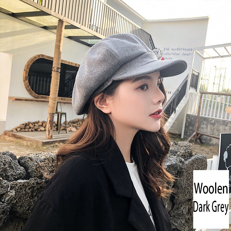Retro Literary Octagonal Hat Plaid Beret - RALO COLLECTION STUDIO