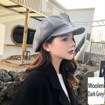 Retro Literary Octagonal Hat Plaid Beret - RALO COLLECTION STUDIO