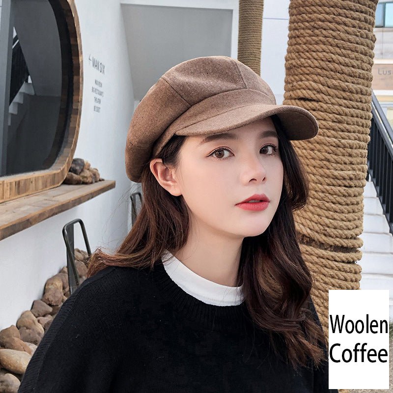 Retro Literary Octagonal Hat Plaid Beret - RALO COLLECTION STUDIO