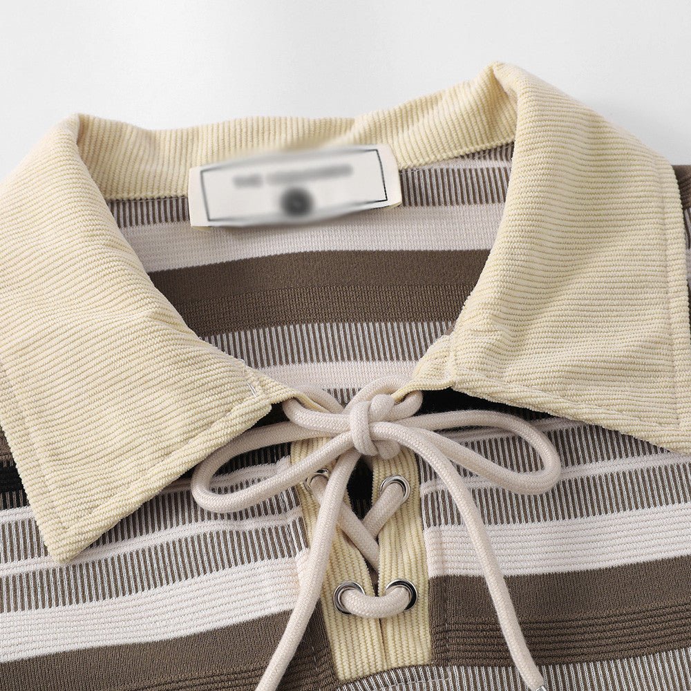 Retro Loose Striped Short-sleeved Polo Shirt For Men - RALO COLLECTION STUDIO