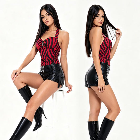 Retro Sexy Halter-neck Waist-cinching Womens Set - RALO COLLECTION STUDIO
