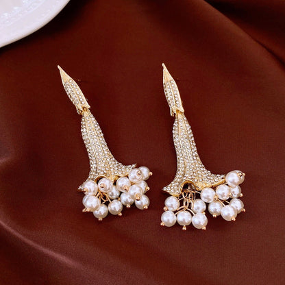 Retro Silver Needle Oval Rhinestone Tassel Earrings Light Luxury Premium Feel Minimalist Niche Versatile Women Ear Jewelry - RALO COLLECTION STUDIO