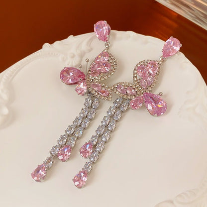 Retro Silver Needle Oval Rhinestone Tassel Earrings Light Luxury Premium Feel Minimalist Niche Versatile Women Ear Jewelry - RALO COLLECTION STUDIO