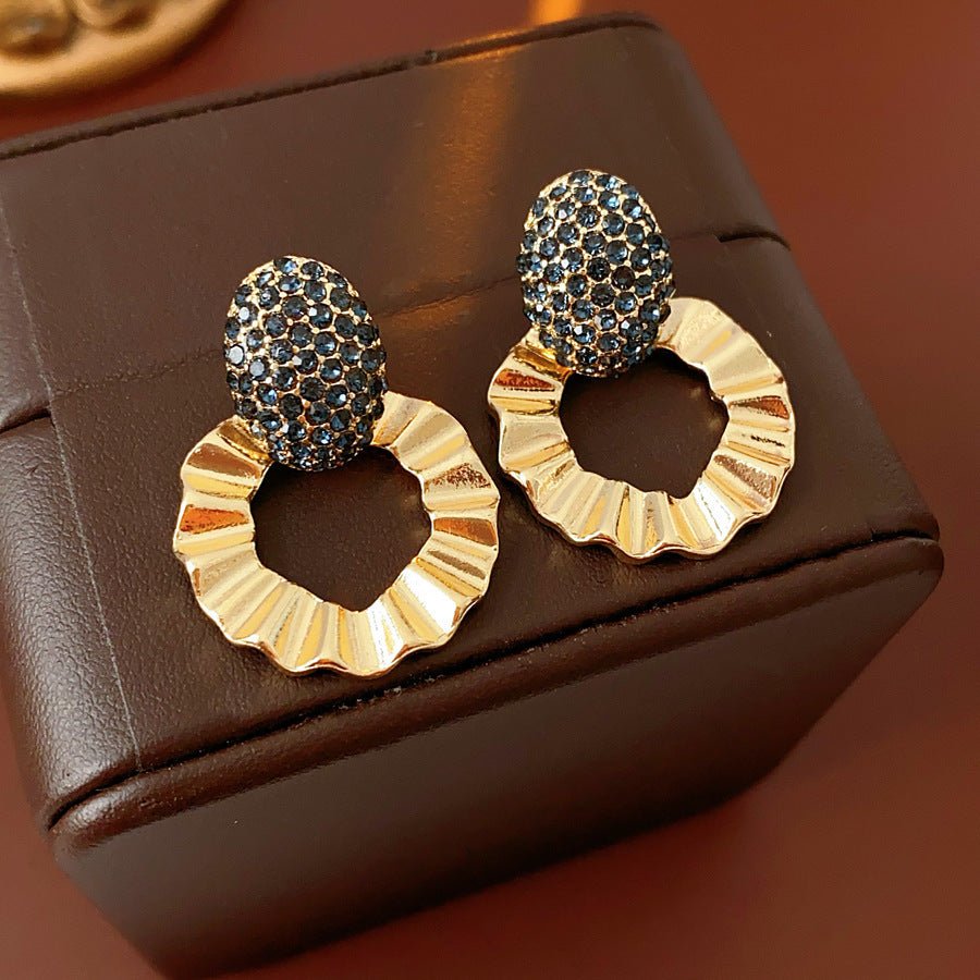 Retro Silver Needle Oval Rhinestone Tassel Earrings Light Luxury Premium Feel Minimalist Niche Versatile Women Ear Jewelry - RALO COLLECTION STUDIO
