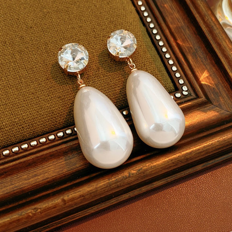 Retro Silver Needle Oval Rhinestone Tassel Earrings Light Luxury Premium Feel Minimalist Niche Versatile Women Ear Jewelry - RALO COLLECTION STUDIO