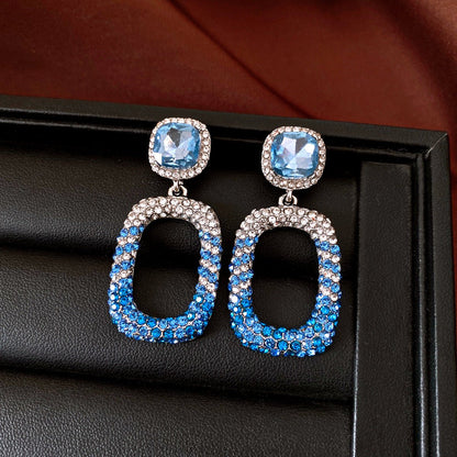 Retro Silver Needle Oval Rhinestone Tassel Earrings Light Luxury Premium Feel Minimalist Niche Versatile Women Ear Jewelry - RALO COLLECTION STUDIO