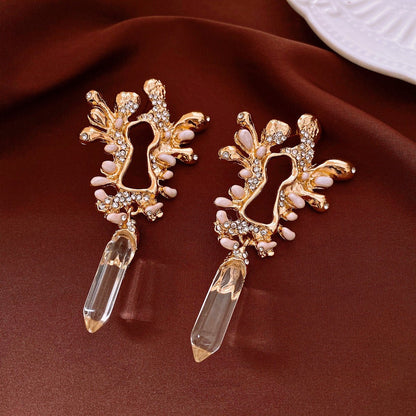 Retro Silver Needle Oval Rhinestone Tassel Earrings Light Luxury Premium Feel Minimalist Niche Versatile Women Ear Jewelry - RALO COLLECTION STUDIO