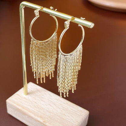 Retro Silver Needle Oval Rhinestone Tassel Earrings Light Luxury Premium Feel Minimalist Niche Versatile Women Ear Jewelry - RALO COLLECTION STUDIO