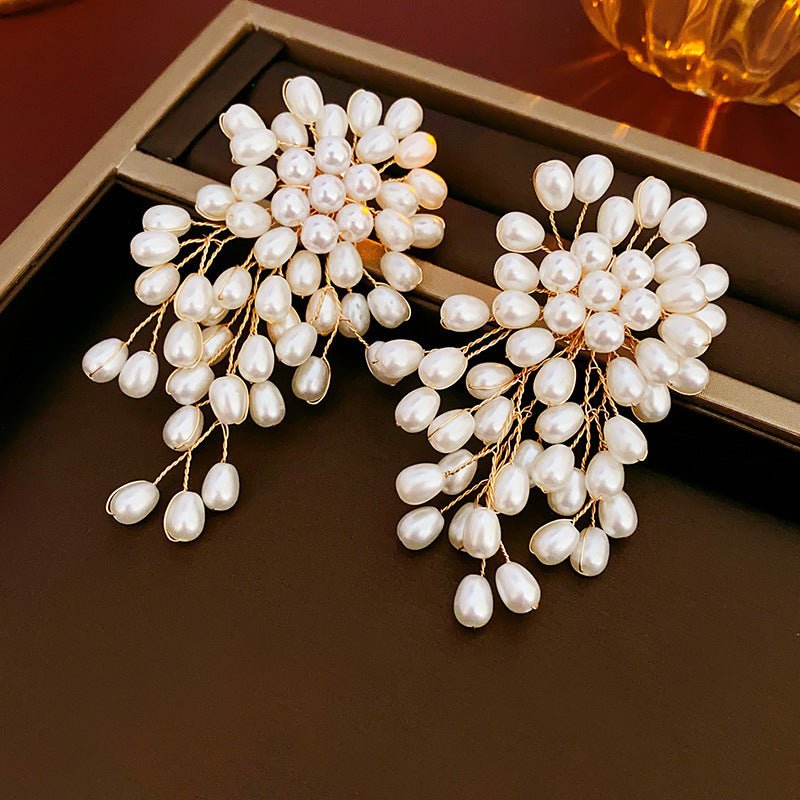 Retro Silver Needle Oval Rhinestone Tassel Earrings Light Luxury Premium Feel Minimalist Niche Versatile Women Ear Jewelry - RALO COLLECTION STUDIO
